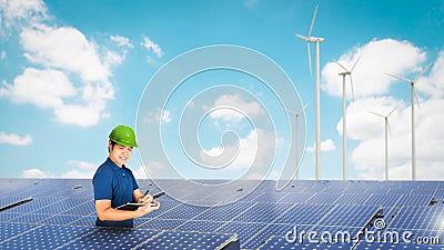 Solar panel technician Stock Photo