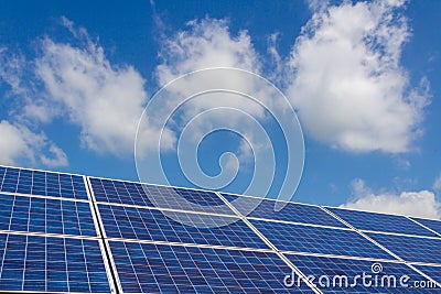 The solar panel tracking systems with the clouds storm coming here Stock Photo