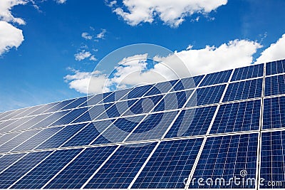 Solar panels - An alternative source of energy. Environmental Protection. Stock Photo