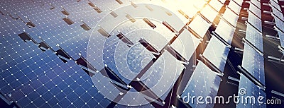 Solar panels array system. Photovoltaic, clean energy technology Stock Photo