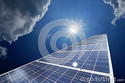 Solar panels or Solar cells energy for Electric power in Asia. Stock Photo