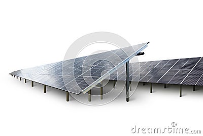 Solar panels in diminishing perspective Stock Photo