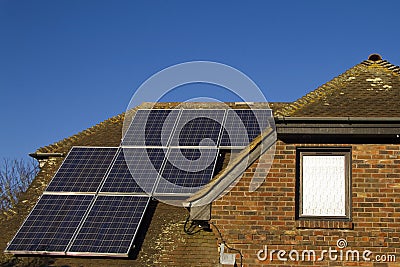 Solar panels on home Stock Photo