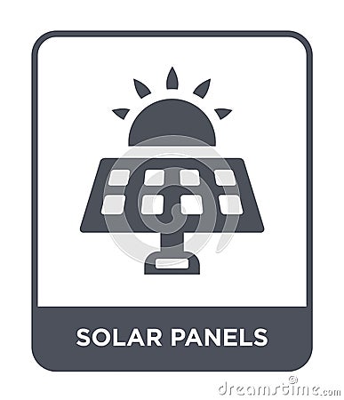 solar panels icon in trendy design style. solar panels icon isolated on white background. solar panels vector icon simple and Vector Illustration