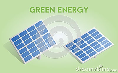 Solar panels isolated on the background. 3d design or infographic element with shadow. Vector concept illustration. Cartoon Illustration