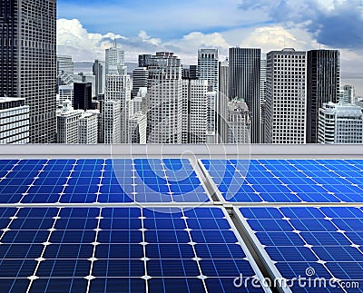 Solar panels on modern roof Stock Photo