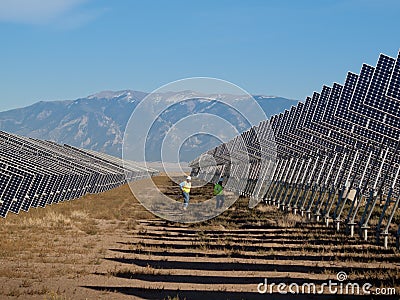 Solar Panels in a Power Plant Editorial Stock Photo
