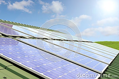 Solar panels on roof Stock Photo