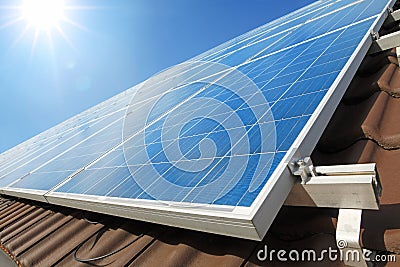 Solar panels on the roof Stock Photo