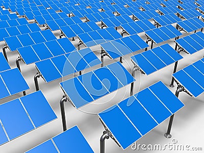 Solar panels in a row Cartoon Illustration