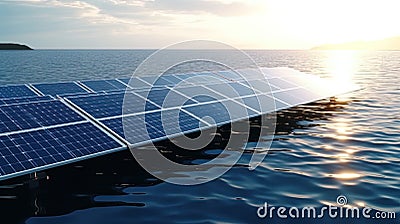 Solar panels on the water, creating the effect of 