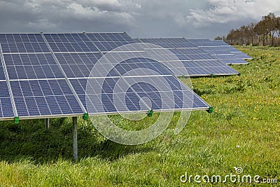 Solar park near Emmeloord in the Netherlands Stock Photo