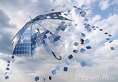 Solar photovoltaic umbrella Stock Photo