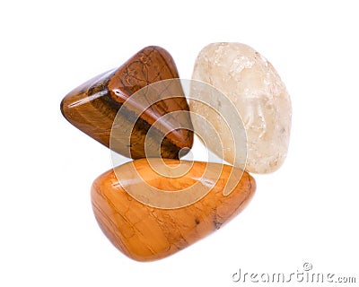 Solar plexus chakra healing tumbled crystal set Stock Photo