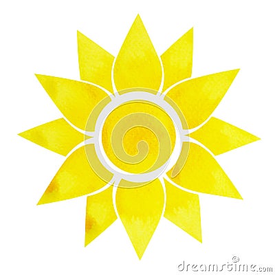 Solar plexus chakra symbol concept, flower floral, watercolor painting Cartoon Illustration