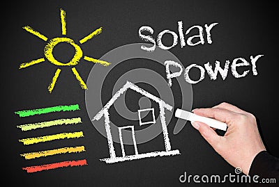 Solar power on chalkboard Stock Photo