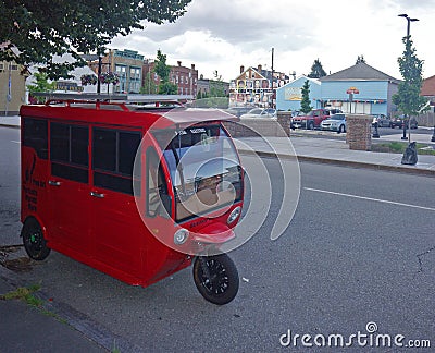 Solar Power funny vehicle on a street. Editorial Stock Photo