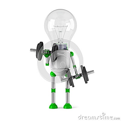 Solar powered light bulb robot - fitness Stock Photo