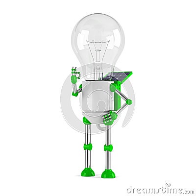 Solar powered light bulb robot - ok Stock Photo