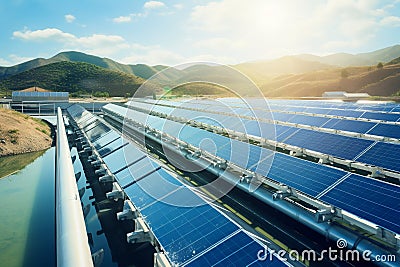 A solar-powered water desalination plant providing clean water Stock Photo