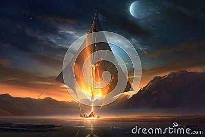 solar sail concept art with celestial background Stock Photo