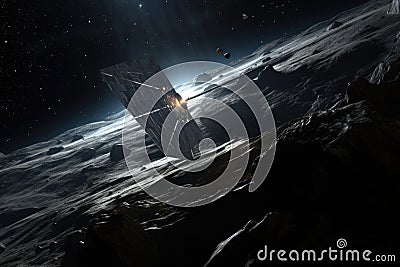 solar sail spacecraft entering lunar orbit Stock Photo