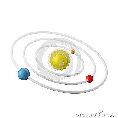 solar system astronomy physics class symbol 3d illustration rendering icon isolated Cartoon Illustration