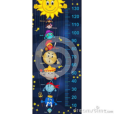 Solar system height measure Vector Illustration