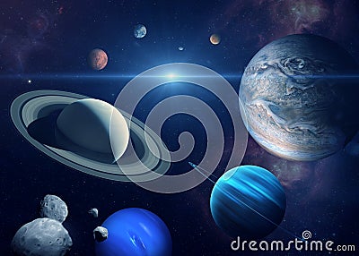 Solar system planet and sun Stock Photo