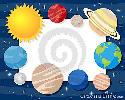 Solar System Planets Horizontal Frame Vector Illustration