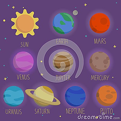 Solar System Planets Icons Vector Illustration