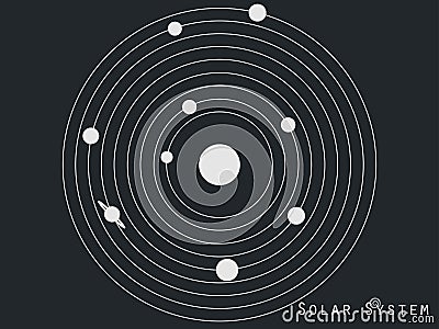 Solar system planets, space objects. Solar system illustration in original style. Vector Vector Illustration