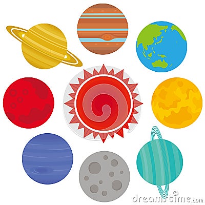 The Solar System planets. vector icons. Vector Illustration