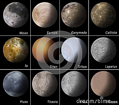 Solar System Satellites Stock Photo