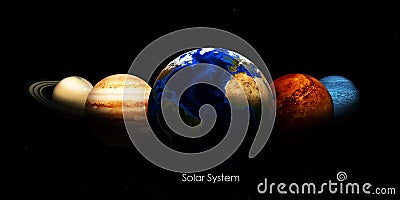 Solar system and space objects. Elements of this image furnished by NASA Cartoon Illustration