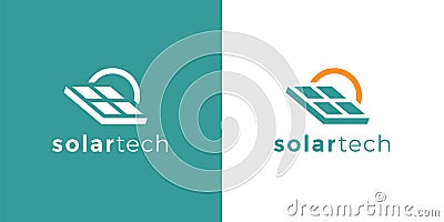 Solar energy tech company logo icon Vector Illustration