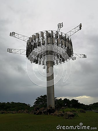 Solar Tower at the Guri Hydroelectric Plant Stock Photo