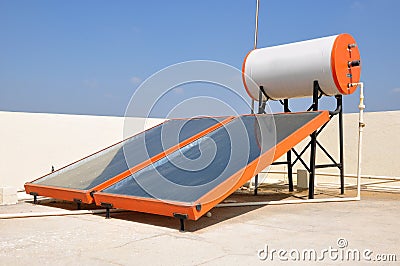 Solar Water Heater Stock Photo