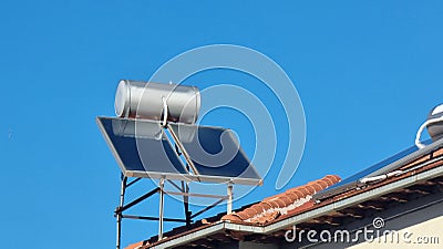 solar water heater isolated energy economy Stock Photo