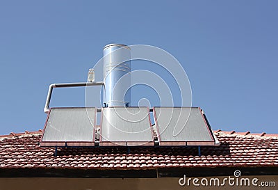 Solar water heating panel Stock Photo