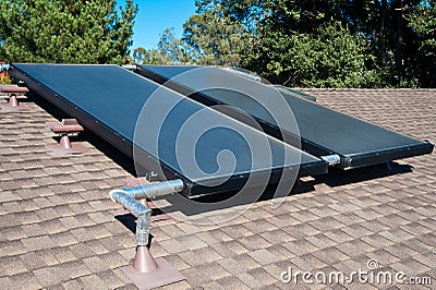 Solar Water Heating System Stock Photo