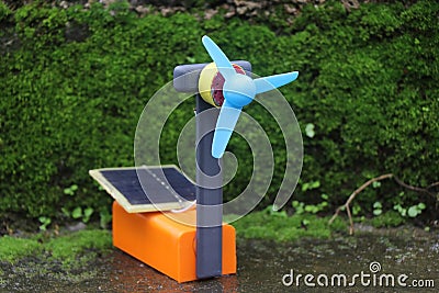 Solar wind mill made from 3d printed parts and a small solar panel Stock Photo