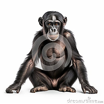 Solarized Quirky Chimpanzee: A Playful Satirical Caricature In Symmetrical Photo Stock Photo