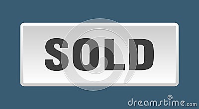sold button. sold square isolated push button. Vector Illustration