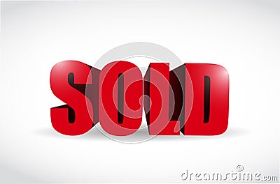 Sold 3d red sign illustration design Cartoon Illustration