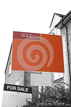 SOLD Estate Agent Sign Stock Photo