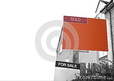 SOLD Estate Agent Sign Stock Photo