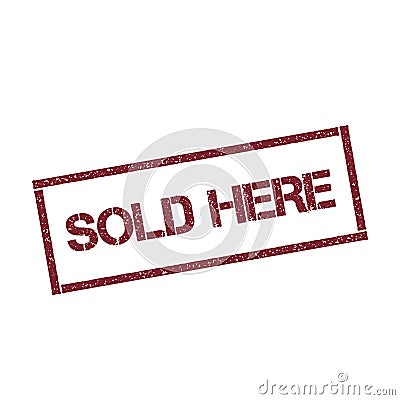 Sold here rectangular stamp. Vector Illustration