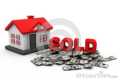 Sold Home concept Cartoon Illustration