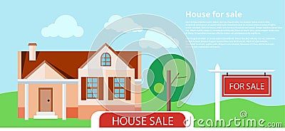 Sold home for sale sign Vector Illustration